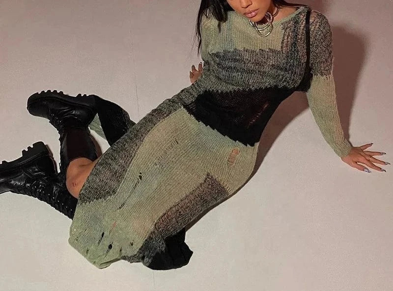 wholesale 2024 fashion casual  ropa mujer patchwork long dresses sexy sweater women elegant dresses