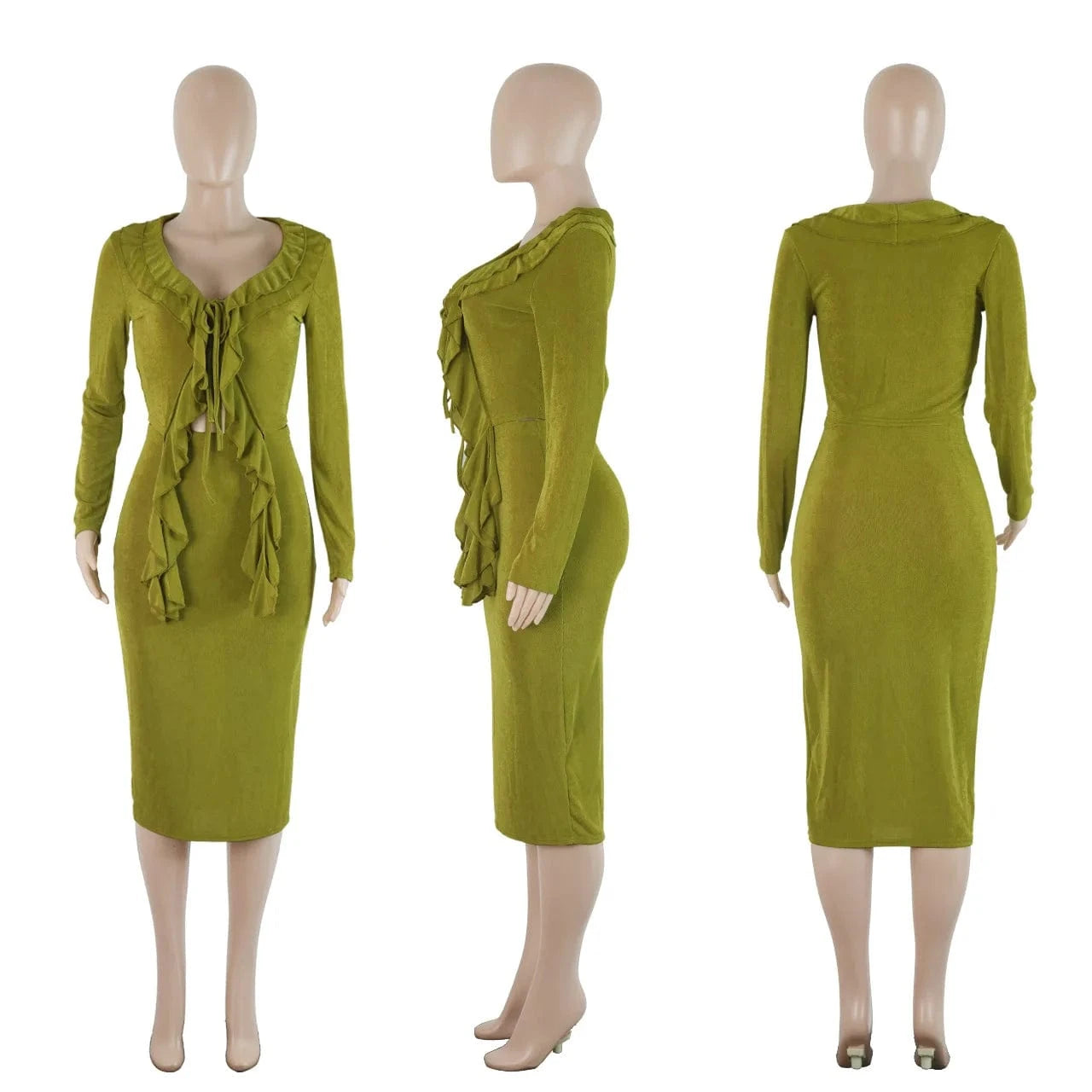 Wholesale 2024 New Spring Women's Halter Dresses Sets Ruffle Sexy Two Piece Halter Dresses Sets Elegant Women's Clothing