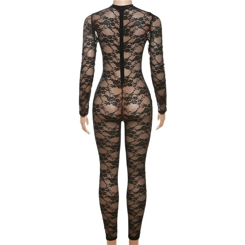 Wholesale 2024 spring boutique fashion see through lace ladies hot sexy jumpsuits