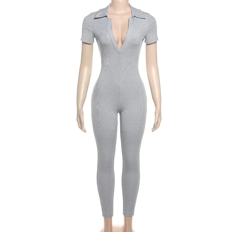 Wholesale 2024 spring boutique fitness short sleeve one piece women's jumpsuits playsuits