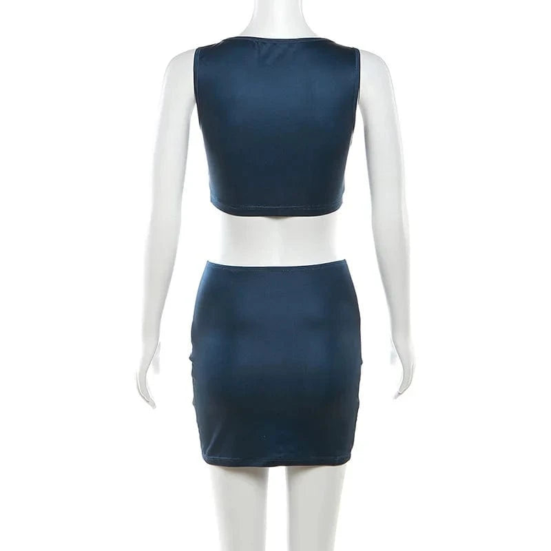 Wholesale 2024 spring new arrivals sleeveless boutique 2 piece skirt and top set for women