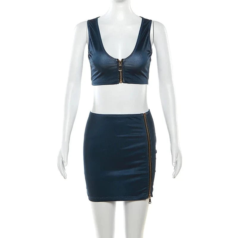 Wholesale 2024 spring new arrivals sleeveless boutique 2 piece skirt and top set for women