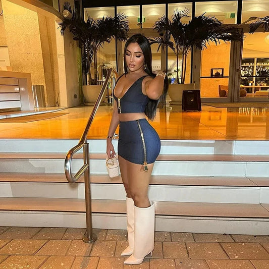 Wholesale 2024 spring new arrivals sleeveless boutique 2 piece skirt and top set for women