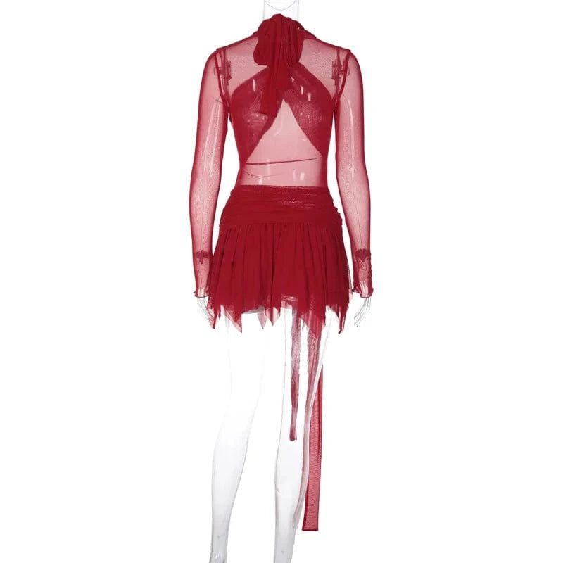 Wholesale 2024 spring trendy prom boutique elegant mesh fashion long sleeve dresses