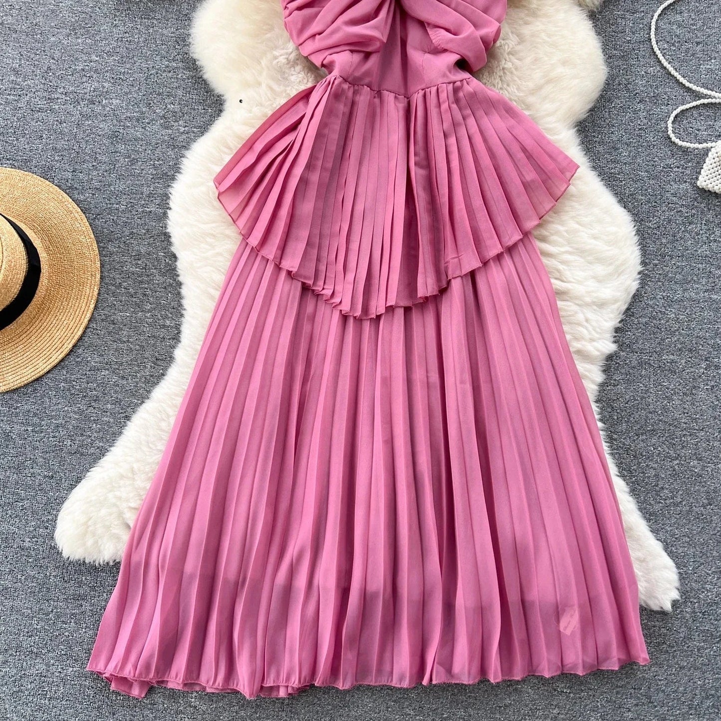 Wholesale 2024 Summer European And American Style Dress V-neck Waist Waist Slim Print A-line Large Swing Women's Dress