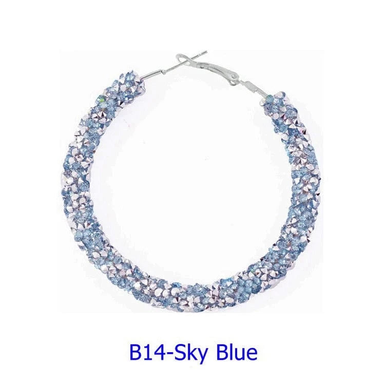 Wholesale 6.5 cm Big Circle Earring Full Rhinestone Viscose Show Earrings Colorful Wedding Jewelry Crystal Hoop Earrings
