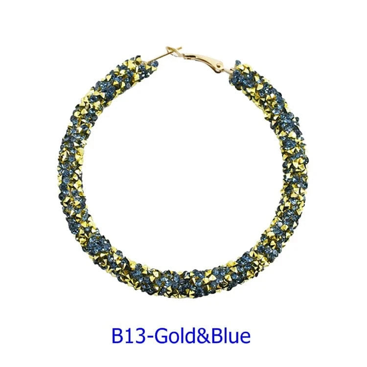 Wholesale 6.5 cm Big Circle Earring Full Rhinestone Viscose Show Earrings Colorful Wedding Jewelry Crystal Hoop Earrings