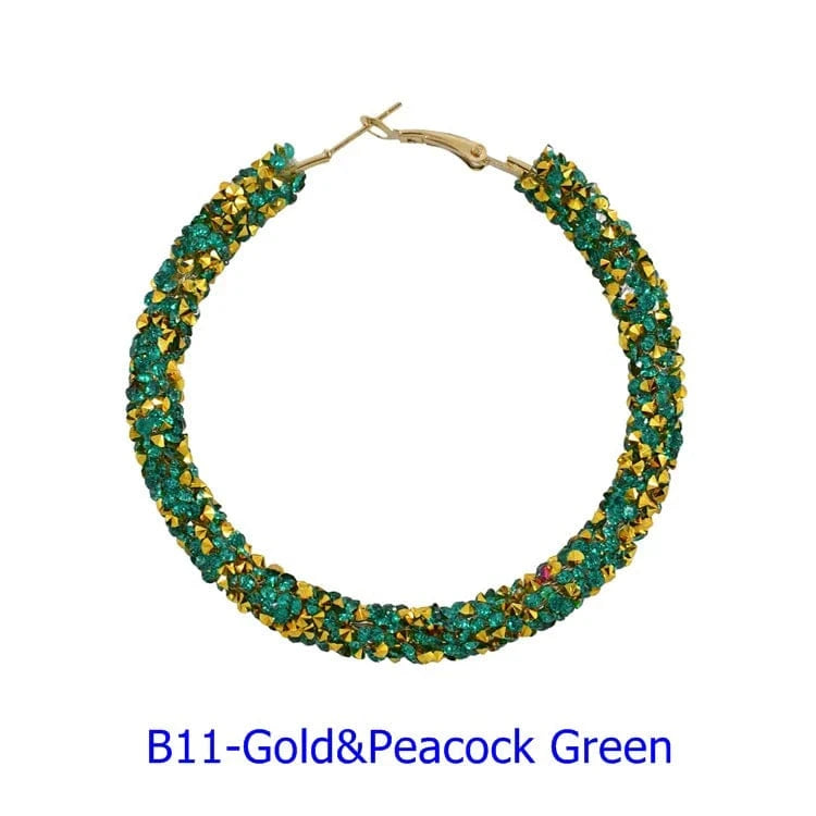 Wholesale 6.5 cm Big Circle Earring Full Rhinestone Viscose Show Earrings Colorful Wedding Jewelry Crystal Hoop Earrings