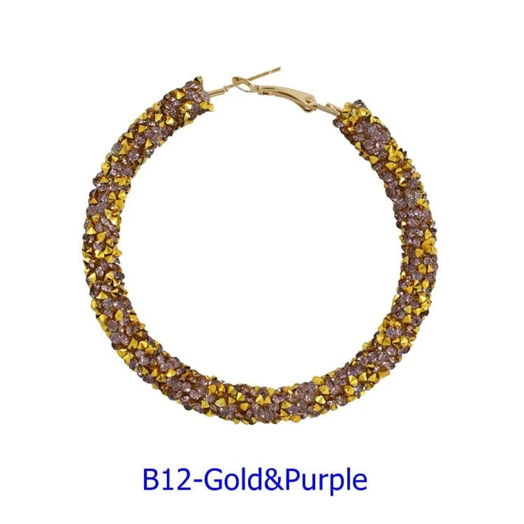 Wholesale 6.5 cm Big Circle Earring Full Rhinestone Viscose Show Earrings Colorful Wedding Jewelry Crystal Hoop Earrings