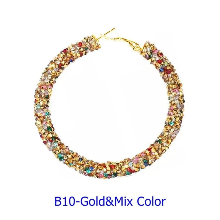 Wholesale 6.5 cm Big Circle Earring Full Rhinestone Viscose Show Earrings Colorful Wedding Jewelry Crystal Hoop Earrings