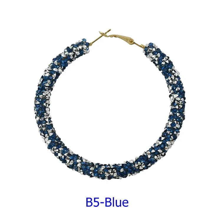 Wholesale 6.5 cm Big Circle Earring Full Rhinestone Viscose Show Earrings Colorful Wedding Jewelry Crystal Hoop Earrings