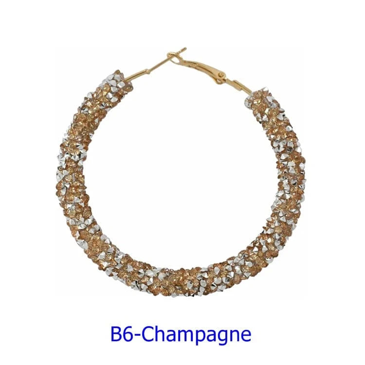 Wholesale 6.5 cm Big Circle Earring Full Rhinestone Viscose Show Earrings Colorful Wedding Jewelry Crystal Hoop Earrings