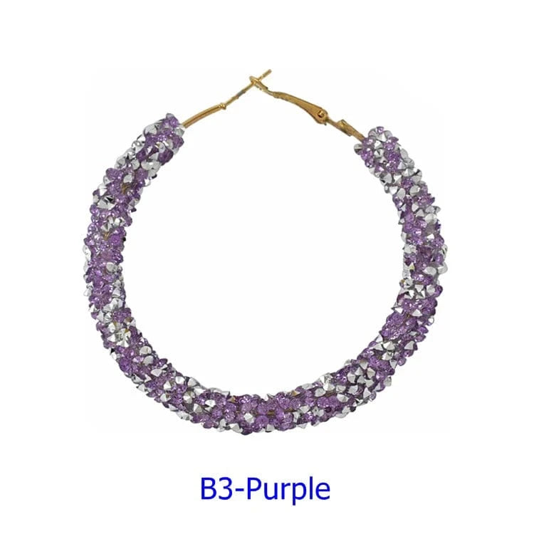 Wholesale 6.5 cm Big Circle Earring Full Rhinestone Viscose Show Earrings Colorful Wedding Jewelry Crystal Hoop Earrings