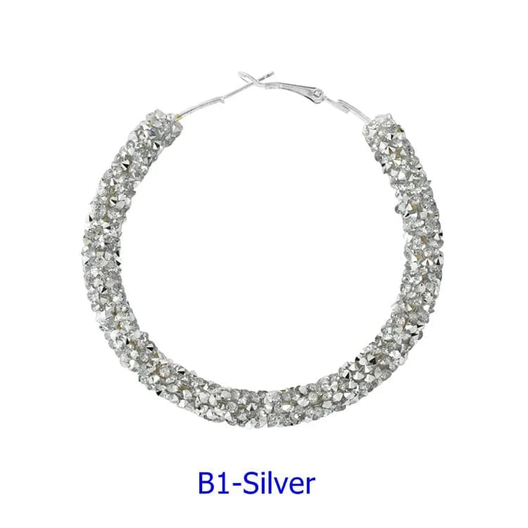 Wholesale 6.5 cm Big Circle Earring Full Rhinestone Viscose Show Earrings Colorful Wedding Jewelry Crystal Hoop Earrings
