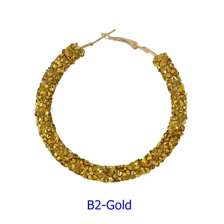 Wholesale 6.5 cm Big Circle Earring Full Rhinestone Viscose Show Earrings Colorful Wedding Jewelry Crystal Hoop Earrings