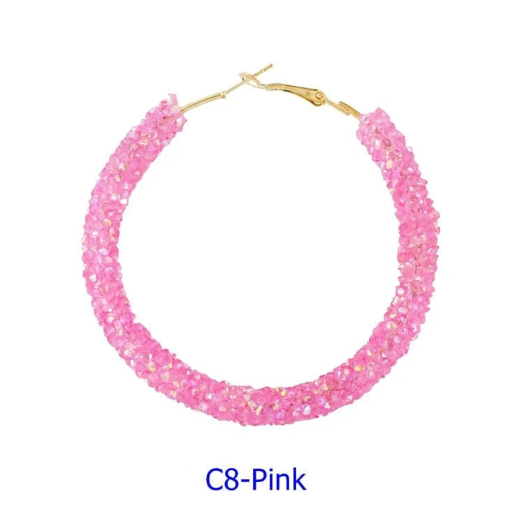 Wholesale 6.5 cm Big Circle Earring Full Rhinestone Viscose Show Earrings Colorful Wedding Jewelry Crystal Hoop Earrings