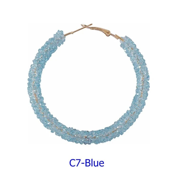 Wholesale 6.5 cm Big Circle Earring Full Rhinestone Viscose Show Earrings Colorful Wedding Jewelry Crystal Hoop Earrings