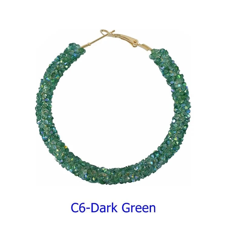 Wholesale 6.5 cm Big Circle Earring Full Rhinestone Viscose Show Earrings Colorful Wedding Jewelry Crystal Hoop Earrings