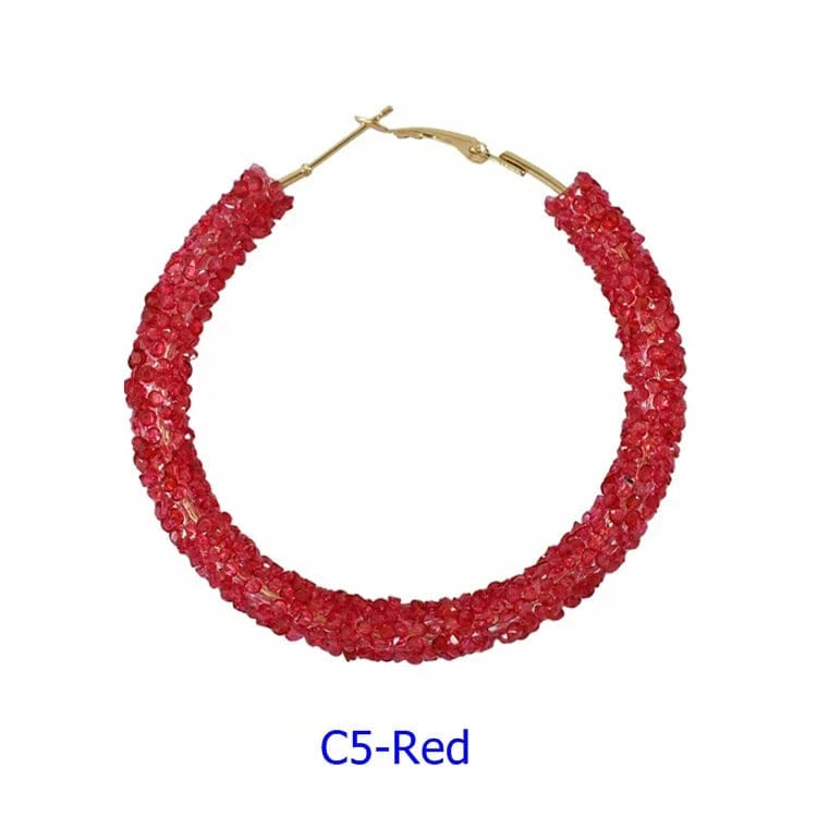 Wholesale 6.5 cm Big Circle Earring Full Rhinestone Viscose Show Earrings Colorful Wedding Jewelry Crystal Hoop Earrings