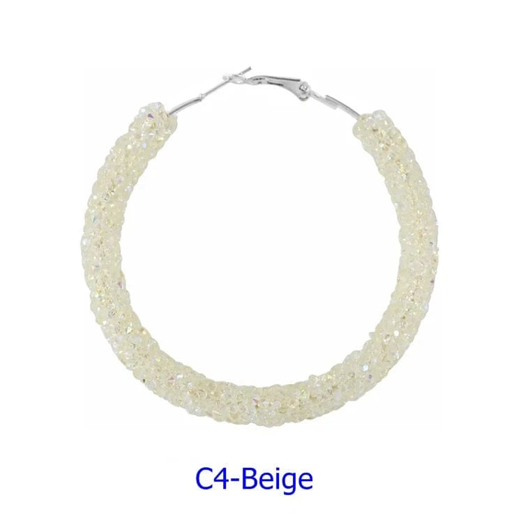 Wholesale 6.5 cm Big Circle Earring Full Rhinestone Viscose Show Earrings Colorful Wedding Jewelry Crystal Hoop Earrings