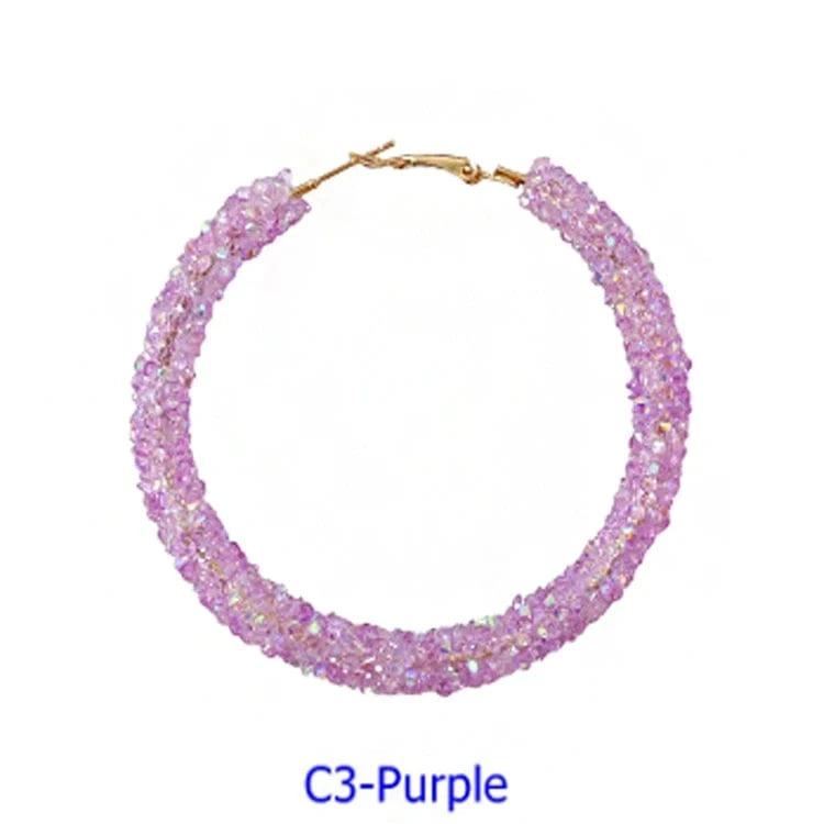 Wholesale 6.5 cm Big Circle Earring Full Rhinestone Viscose Show Earrings Colorful Wedding Jewelry Crystal Hoop Earrings