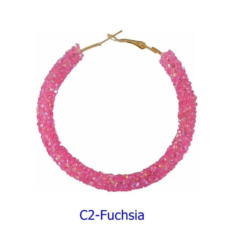 Wholesale 6.5 cm Big Circle Earring Full Rhinestone Viscose Show Earrings Colorful Wedding Jewelry Crystal Hoop Earrings