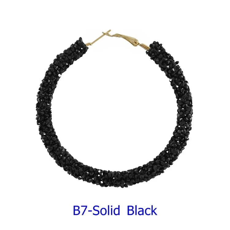 Wholesale 6.5 cm Big Circle Earring Full Rhinestone Viscose Show Earrings Colorful Wedding Jewelry Crystal Hoop Earrings