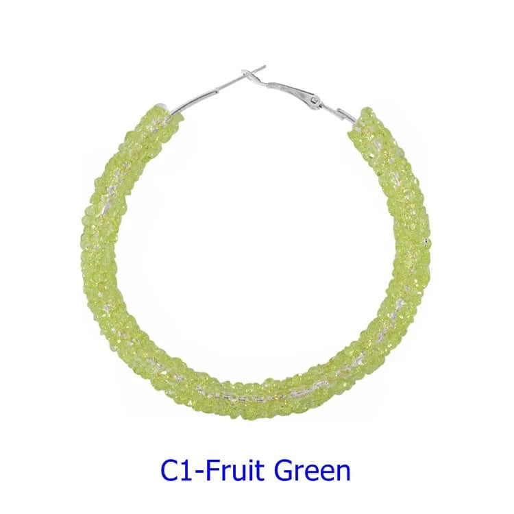 Wholesale 6.5 cm Big Circle Earring Full Rhinestone Viscose Show Earrings Colorful Wedding Jewelry Crystal Hoop Earrings