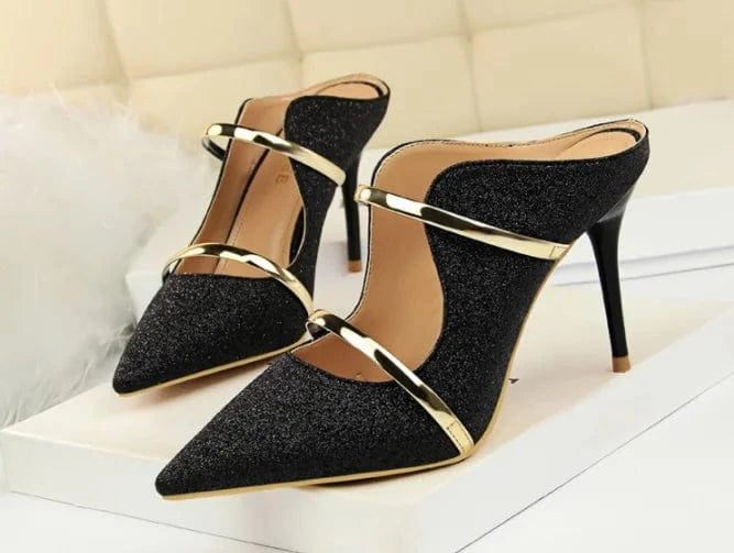 Wholesale 9 cm Stilettos Slippers New Designer High Heeled Pointed Toe Ladies Sandals Sexy Elegant Heeled Sandals