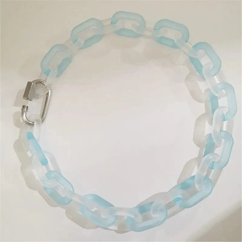 Wholesale Acrylic Cuban Chain Jewelry Lock Necklace Transparent Resin Rock Punk Long Chain Choker Collar Pendant for Men Women