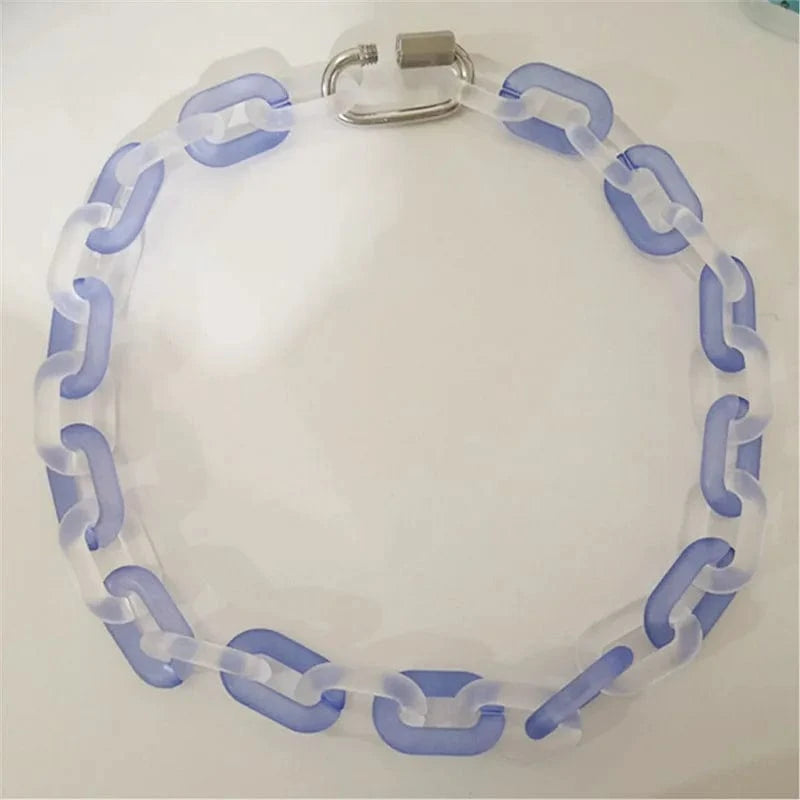 Wholesale Acrylic Cuban Chain Jewelry Lock Necklace Transparent Resin Rock Punk Long Chain Choker Collar Pendant for Men Women