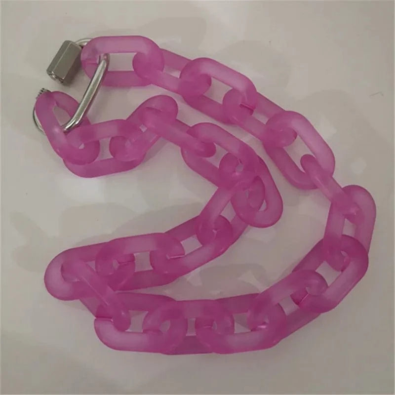 Wholesale Acrylic Cuban Chain Jewelry Lock Necklace Transparent Resin Rock Punk Long Chain Choker Collar Pendant for Men Women