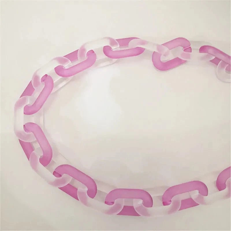 Wholesale Acrylic Cuban Chain Jewelry Lock Necklace Transparent Resin Rock Punk Long Chain Choker Collar Pendant for Men Women