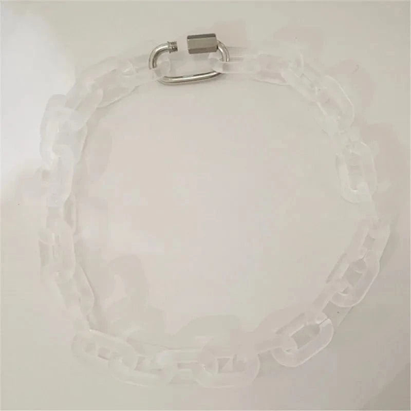 Wholesale Acrylic Cuban Chain Jewelry Lock Necklace Transparent Resin Rock Punk Long Chain Choker Collar Pendant for Men Women