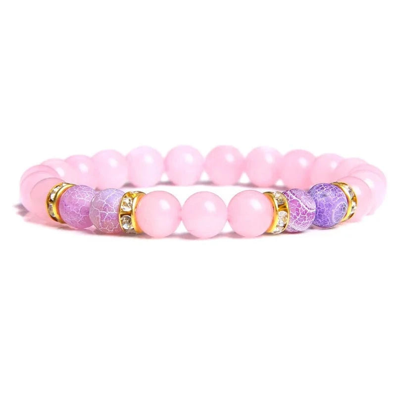 Wholesale Beautiful Fashion Handmade Natural 8MM Pink Rose Quartz Gemstone Stone Beads Bracelet for Women Jewelry
