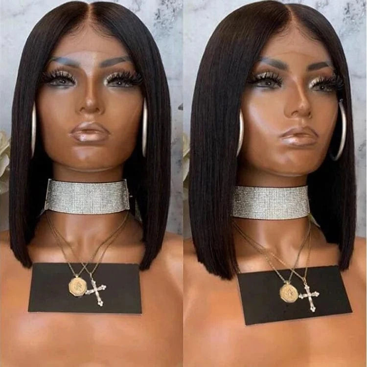 Wholesale Bob Wig Vendor Bleached Knots 100% Malaysian Hair Wig 150% 180% Density Bob Style Front Lace Wigs for African American