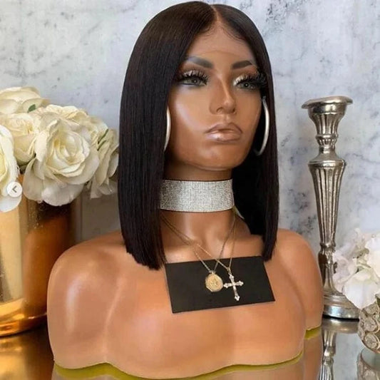 Wholesale Bob Wig Vendor Bleached Knots 100% Malaysian Hair Wig 150% 180% Density Bob Style Front Lace Wigs for African American