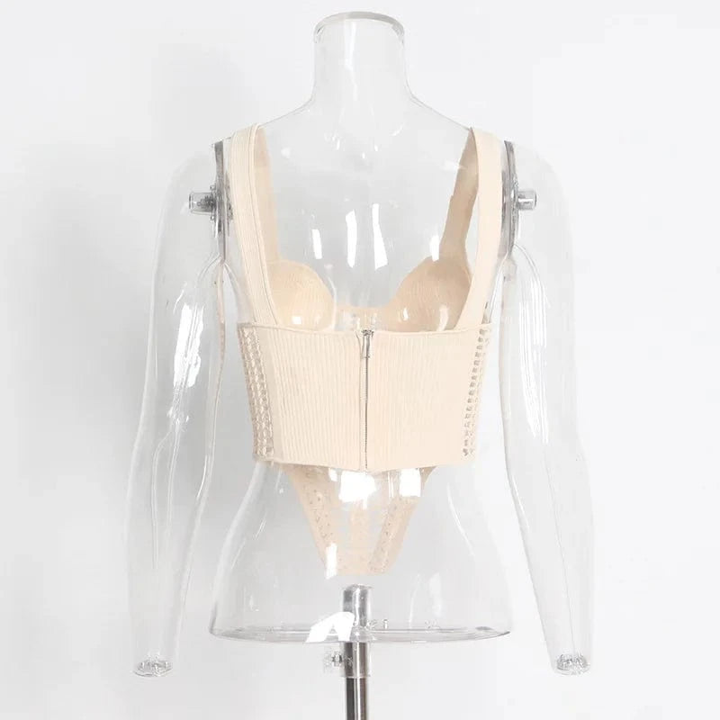 Wholesale boutique 2024 fashion crop top sexy knitted club wear women tank tops corset