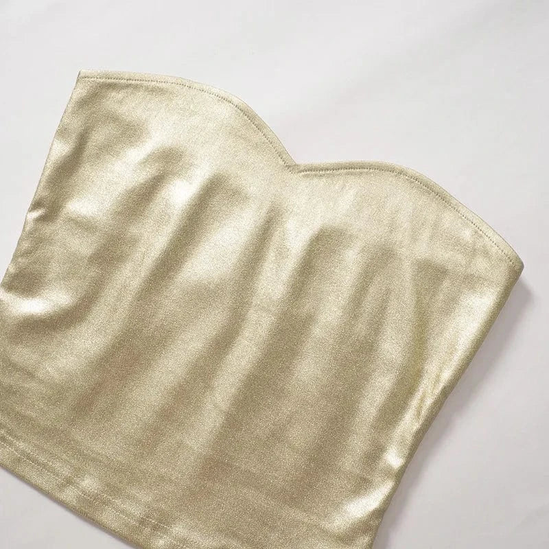 Wholesale boutique 2024 fashion crop top sexy shiny club wear women tank tops corset