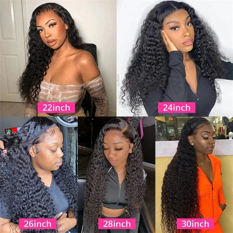 Wholesale Brazilian Raw HD Human Hair Transparent Lace Front Wig For Black Women, Deep Wave 13*4 HD Swiss Lace Frontal Wigs