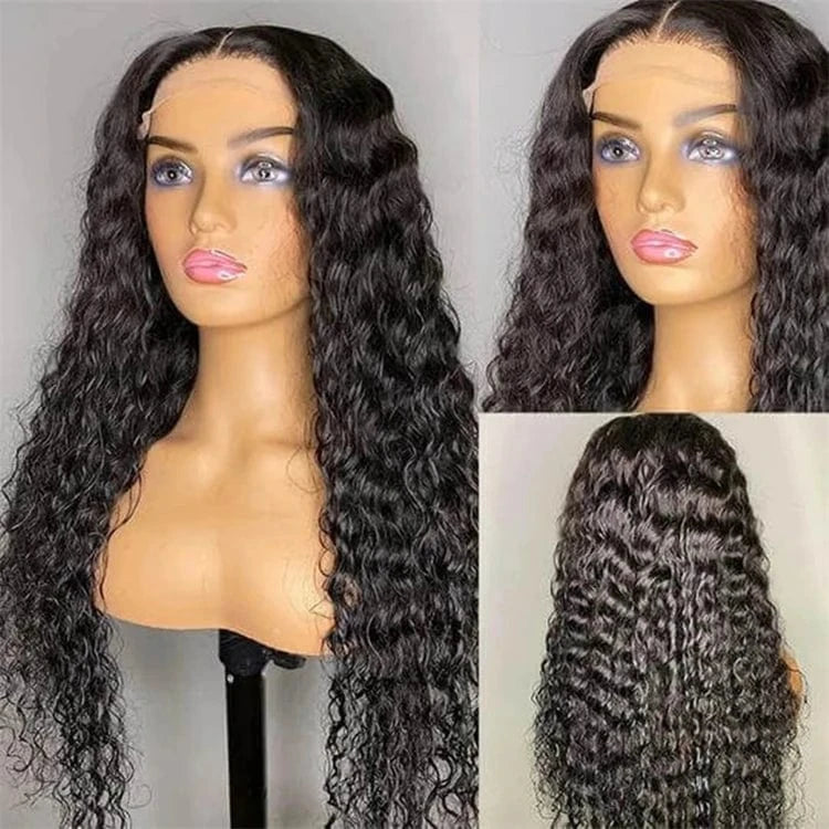 Wholesale Brazilian Raw HD Human Hair Transparent Lace Front Wig For Black Women, Deep Wave 13*4 HD Swiss Lace Frontal Wigs