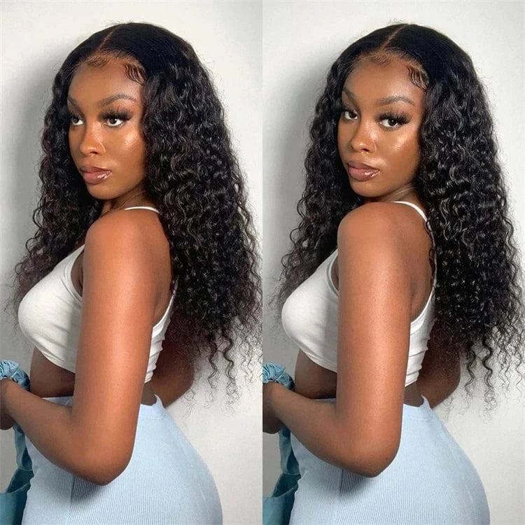 Wholesale Brazilian Raw HD Human Hair Transparent Lace Front Wig For Black Women, Deep Wave 13*4 HD Swiss Lace Frontal Wigs
