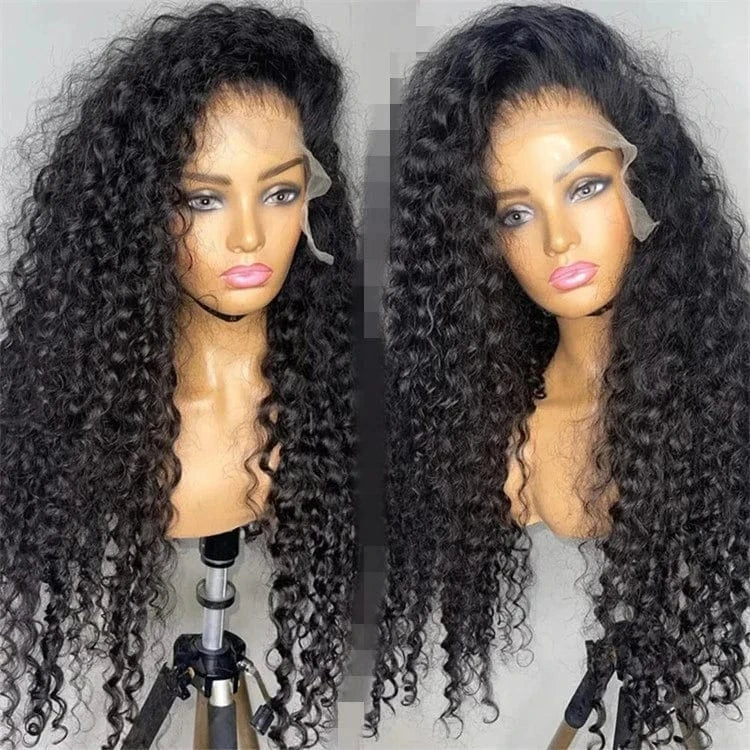 Wholesale Brazilian Raw HD Human Hair Transparent Lace Front Wig For Black Women, Deep Wave 13*4 HD Swiss Lace Frontal Wigs