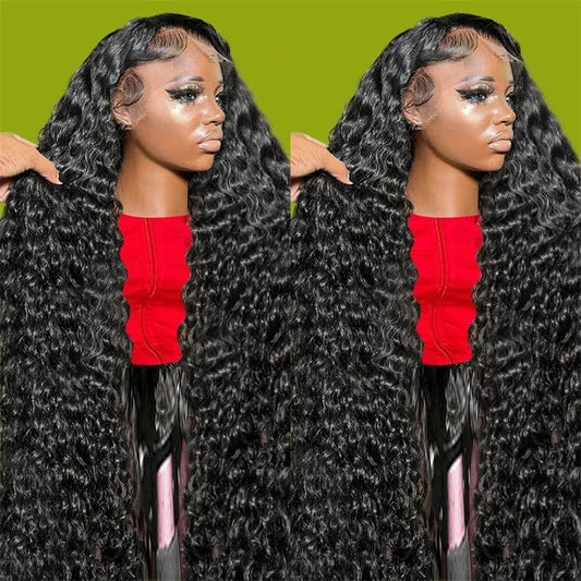 Wholesale Brazilian Raw HD Human Hair Transparent Lace Front Wig For Black Women, Deep Wave 13*4 HD Swiss Lace Frontal Wigs