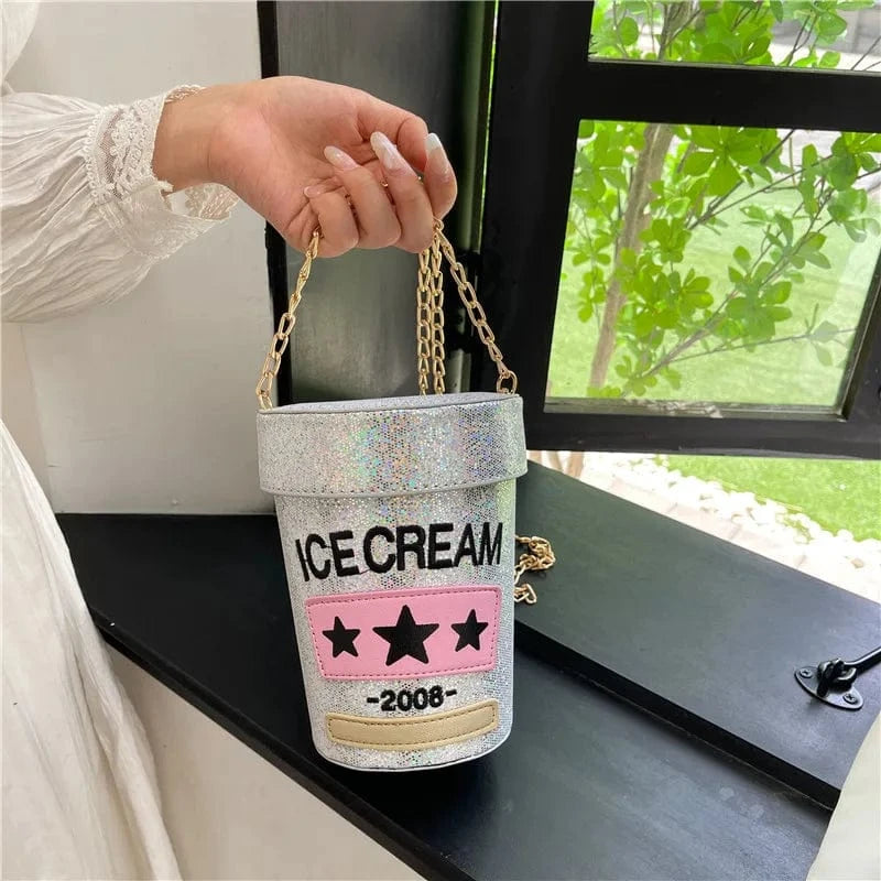 Wholesale Cartoon Ice Cream Crossbody Bags for Women 2023 Glitter Leather Fashion Novelty Purses and Handbags Female