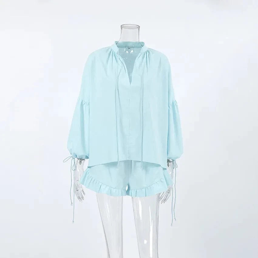 Wholesale Casual Two Piece Set Summer New Arrivals 2024 Fashion half sleeve shirts Cotton Women's shorts Sets