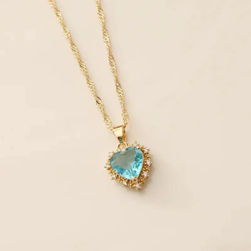 Wholesale Cheap High Quality Copper Gold Plated Zircon Heart Pendant Necklace 2023 New Jewelry woman gift
