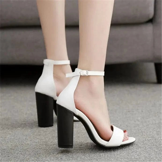 Wholesale cheap ladies office shoes new design ladies ankle straps high heel sandals for women