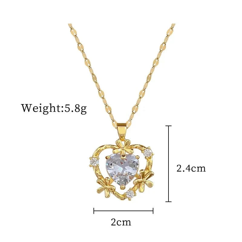 Wholesale Cheap Stainless Steel Love Flowermoissanite Diamond Jewelry Necklace Titanium Chain Pour Femme