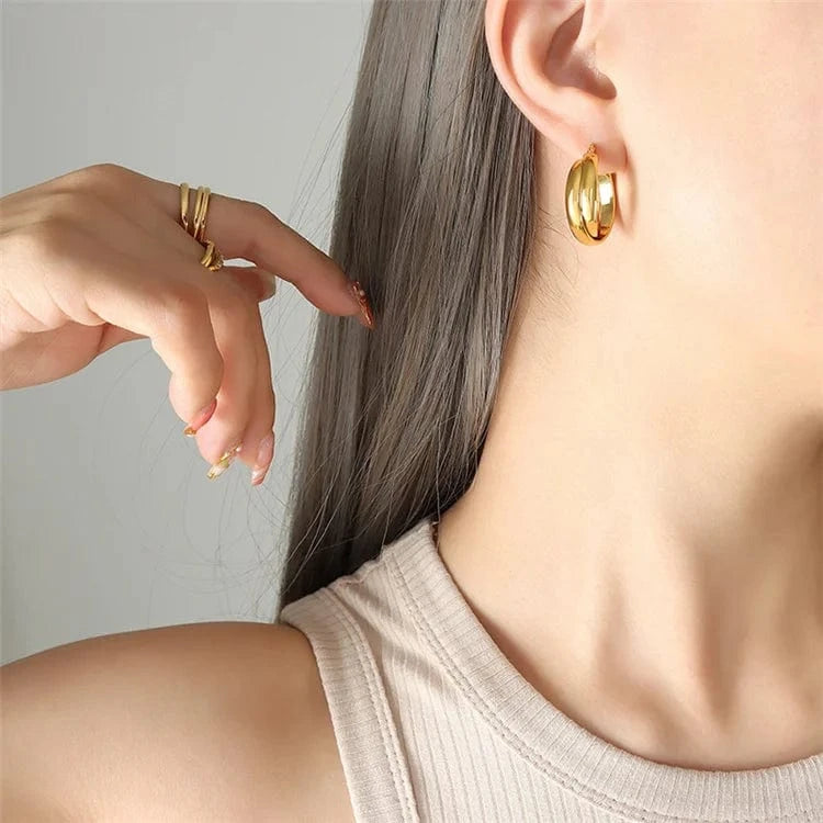 Wholesale China Custom High Quality Hypoallergenic Jewelry Stainless Steel 18K Gold Plated U Type Earrings For Sale